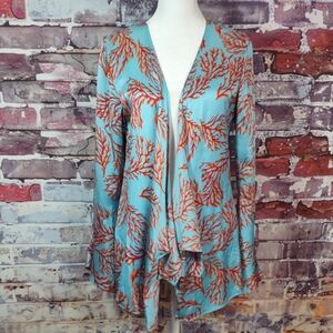 Aum-Couture Silk Coral Print Open Front Top/Cardigan/Jacket